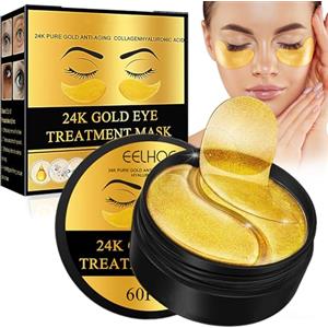 gelpretty Patch Occhi Oro 24K 60 pezzi, Patch Borse in Gel,protezione contro le occhiaie e Borse, idratante e lenitiva per occhi gonfi, Migliora Rughe Occhi, Skincare Donna e Uomini