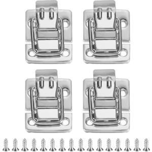 PATIKIL Chiusure Leva Chiusura a Scatto per Cassettiera, 4pz Fibbie in Metallo Valigie Scatole Stile Retrò con Vite per Imballaggi in Legno Cassetta Attrezzi Armadietto, Argento
