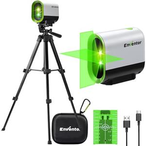 Enventor Livella Laser Autolivellante con Treppied, Linea Laser Verde a Croce, 3 Modalità (Autolivellante, Manuale, a Impulsi), 360° Supporto Magnetico, IP54, USB, Alta Visibilità e Precisione