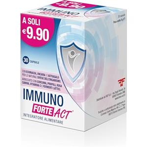 linea ACT Immuno Forte Act, Integratore Alimentare per la Difesa dell'Organismo, con Echinacea, Uncaria, Astragalo, Curcuma, Propoli, Rosa Canina, Vitamica C, Zinco e Fermenti Lattici, Confezione da 30 capsule