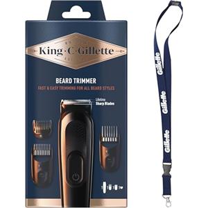 King C. Gillette Kit Regolabarba Uomo, 1 Testina, 3 Pettini Regolatori, 1 Spazzolina, Caricatore, Rasoio Elettrico Barba, Idea Regalo Uomo Kit Professionale, Lame Rasoio Affilate, Con Laccetto