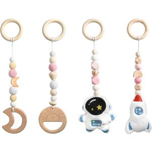 Rieoany 4 Pezzi Arco Montessoriano per Bambini, Palestrina Legno Neonato, Giocattolo da Appendere al Seggiolino del Passeggino, Giocattoli per Neonati Adatti a Maschi e Femmine