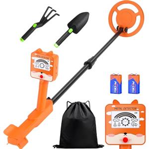 Fovendi Metal Detector Bambini, Metal Detector ad Alta Precisione con Display LCD Metaldetector Leggero e Portatile con Asta Regolabile e Connettore di Tipo C per Esplorazioni All'aperto per Bambini e Adulti