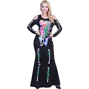 EraSpooky Donna Taglia Grossa Bellissimo Fiore Ossa Scheletro Costume