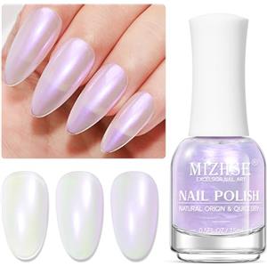 MIZHSE Smalto per unghie viola glitterato ad asciugatura rapida, smalto per unghie Aurora olografico, smalto per unghie a base d'acqua, peel-off, set fai da te per la casa, salone da 15 ml