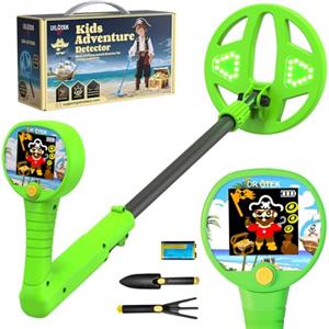DR.ÖTEK Metal Detector Bambini, Schermo a Colori Innovativo, Piastra da 17 cm con Luce LED, Design Leggero e Regolabile, Impugnatura Morbida, Regalo Perfetto per Bambini dai 3 ai 12 Anni,Verde