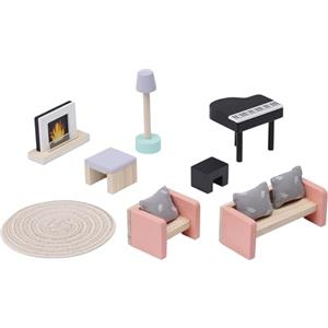 Navaris Arredamento Casa delle Bambole Legno - Mobili in Miniatura - Set 11 Accessori per la Camera da Letto Soggiorno - per Bambola Bambina - Oggetti Decorativi Bamboline Piccole