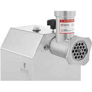 Royal Catering RCFW 70-600ECO Tritacarne Elettrico Professionale Macina Carne Elettrico in Acciaio Inox (70 kg/h, 600 W, Rotazione in Senso Inverso, Dimensione Fori 5/7 mm)