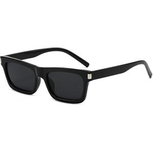 YAMEIZE Occhiali da Sole Quadrata per Donna Uomo Retrò Vintage Occhio di Gatto Occhiali da Sole Piccoli Anni 90 con Cornice Spessa UV400 Protezione