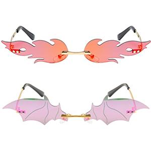 Qixuer Occhiali da Sole Fiamma, Occhiali Fiamma Senza Montatura Occhiali Da Sole Fiamma Moda Trend Festa Occhiali Occhiali da Sole Donna Unisex Occhiali da Sole Wave Narrow Accessori Occhiali da Sole