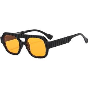 YAMEIZE Retrò Occhiali da Sole Quadrati Anni '70 Pilota per Uomo Donna Vintage Occhiali Pilota Montatura Quadrato Doppio Ponte UV400