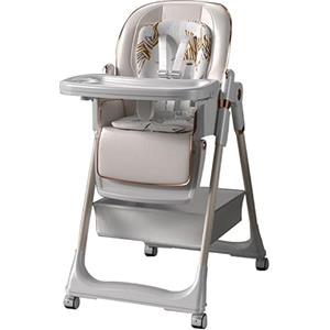 Magic ZC Seggiolone per Bambini Sedia da Pranzo per Pappa con 6 Altezze Regolabili e 3 Posizioni Reclinabili Convertibile Pieghevole Multifunzionale con Doppi Vassoi Staccabili e Ruote (822 White)