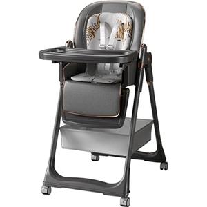 Magic ZC Seggiolone per Bambini Sedia da Pranzo per Pappa con 6 Altezze Regolabili e 3 Posizioni Reclinabili Convertibile Pieghevole Multifunzionale con Doppi Vassoi Staccabili e Ruote (822 Grey)