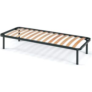 Tomaino - Rete letto singolo 80×190 ortopedica con doghe in legno, 4 piedi smontabili, struttura in ferro,ideale per ogni materasso.