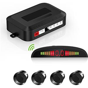 Cocar Kit di assistenza al parcheggio senza fili, sistema radar di retromarcia con 4 sensori PDC, display LED senza fili della distanza con avviso acustico + 4 sensori di parcheggio posteriori color