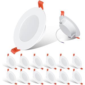 ChangM - 7W Faretti LED da Incasso, Bianco caldo 2700K, AC 220-240V Luci da incasso,Slim Bianca Downlights, Diametro Foro 68-80mm, Set di 12