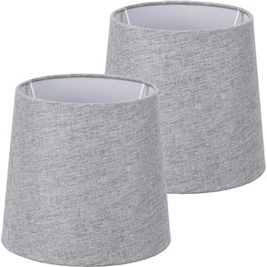 Navaris Set 2x Paralume Lampada - Tessuto Bianco Interno Bianco - Para Lume Abatjour - Luce da Tavolo con Lampadina E14 - Paralumi Neri Ø 172-137 x 152 mm