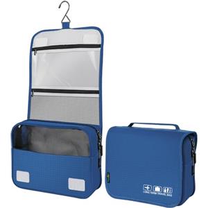 Playexen Beauty Case Uomo Donna da Kit Viaggio Accessori Utili Borsa da Toilette Impermeabile Grande per Porta Trucchi da Viaggi Borsette da Bagno Compatta da Appendere Portatrucchi Astuccio Organizer(Blu)