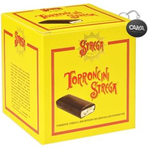 CAIYA Strega Torroncini Torrone Ricoperto di Cioccolato Fondente, Scatola Cubo 200g con Portachiavi CAIYA®