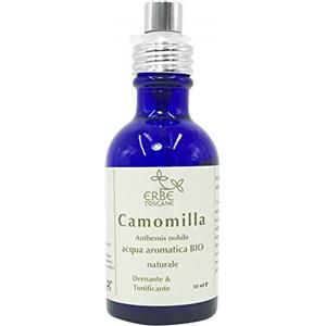 Erbe Toscane Acqua Aromatica BIO Camomilla Romana - Idrolato Drenante, Lenitivo, Calmante - Puro Concentrato e Naturale - Spray 50 ml