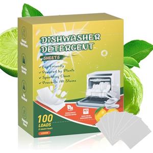 MeiKYing 100 fogli per lavastoviglie, una pulizia potente, pastiglie per lavastoviglie, pastiglie di ricambio per lavastoviglie, senza plastica e biodegradabili, ricambio per lavatrici, profumo di limone