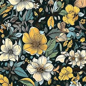 ICYEHAO Carta da Parati Floreale Colorata, 44 x 300 cm Carta da Parati Autoadesiva Beige e Giallo Fiori Verdi Foglie Piante Boho Pellicola Adesiva per Mobili,Camera da Letto,Soggiorno,Bagno,Cucina