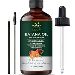 AVD Organics Olio di Batana per capelli | 100% puro e naturale olio di batana per capelli, idratante per la pelle, sopracciglia, ideale per uomini e donne, 50 ml