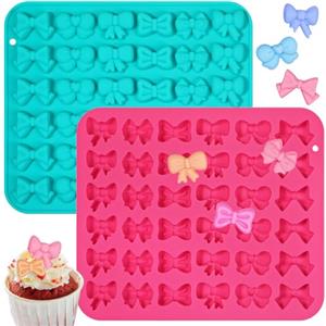 Webake 2 stampi per cioccolatini in silicone con fiocco, per caramelle, caramelle, gelatina, cioccolato, confezione da 2