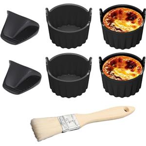 Kaslaider Muffin Friggitrice Ad Aria, Stampo per Uova per Friggitrice Ad Ari, Stampi per Uova ad Acqua in Camicia Confezioni di Pirottini Muffin Riutilizzabili per Budini, Uova, Focaccine, Cupcake, Set di 7