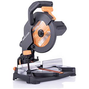 Evolution Power Tools R210Cms Troncatrice Radiale Multi-Materiale 210 Mm, 230 V, Multicolore, 42 x 29 x 32 cm, Regime minimo 3750 rpm, Angolo massimo di taglio: 45°