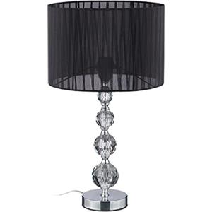 Relaxdays Lampada da Tavolo, Abat-Jour dal Design in Cristallo, H x D: 54 x 29,5 cm, Attacco E27, con Paralume, Nero