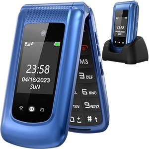 uleway Telefono Cellulare per Anziani con Tasti Grandi,Senior Telefoni per Persone Anziane,Volume alto,Funzione SOS,Pantalla 2.4+1.77",Base di ricarica e fotocamera(Blu)