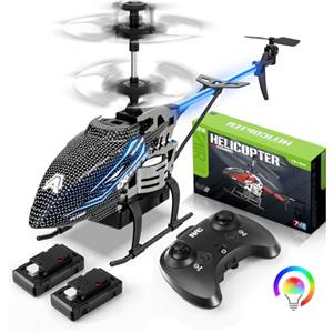 Mucek 2.4G RC elicottero telecomandato, luci a LED, 3,5 canali, giroscopio e altezza fissa, giocattolo per bambini, adatto per interni ed esterni (blu)