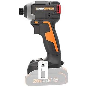 WORX Nitro WX265.9 Avvitatore a percussione a batteria 20 V, potente motore brushless, 3 livelli di velocità e 2 modalità, leggero e compatto, solo utensile