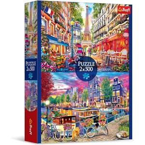 Trefl European capitals 2x500 Piece Jigsaw Puzzle 19"x13" Print, DIY Puzzle, Creative Fun, Classic Puzzle for Adults and Children from 12 Years Old