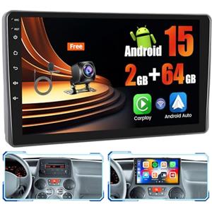 Inefala 2G+64G per Fiat Panda 2003-2012 Autoradio Android 15 con Wireless Carplay Android Auto 9" Touchscreen Stereo Auto con GPS WiFi RDS/FM USB SWC Mic Retrocamera