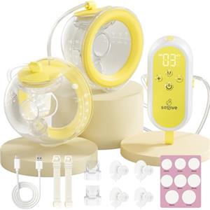 Saglve Tiralatte Elettrico Indossabile - 80g Tira Latte Neonati con 4 Modalità 12 Livelli 300mmHg, Portatile Ricaricabile 21/24mm Flangia Breast Pump Electric Portatile Casa, Ufficio, Viaggio