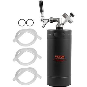 VEVOR Mini Spillatore di Birra Portatile Capacità 4 L con Rubinetto, Mini Fusto Nero per Birra Artigianale Portatile Pressione Regolabile 0~30PSI da Campeggio Festa Evento Carnevale, Spillatore Birra