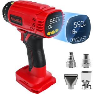 Chengsuwei Pistola ad aria calda senza fili per Milwaukee 18 V agli ioni di litio, 400 W 1022 ℉ (550 ℃) con protezione da sovraccarico, 4 ugelli per saldare, fai da te, piegatura tubi (senza batteria)