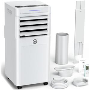 KGOGO Condizionatore Portatile 9000 BTU con Deumidificatore 4 in 1, Ventilatore di Raffreddamento a 2 Velocità, Display Digitale e Telecomando, Kit Finestra, Timer 24 Ore Per Stanze Fino a 25 m²/78m³