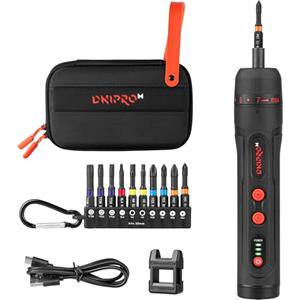 Dnipro-M Cacciavite a batteria 3.6V, coppia 4.5Nm auto/10Nm manuale, con LED, batteria Li-Ion 2000mAh, ricarica Type-C, 320rpm. Mini avvitatore di precisione portatile con 10 punte incluse. CSD-40X