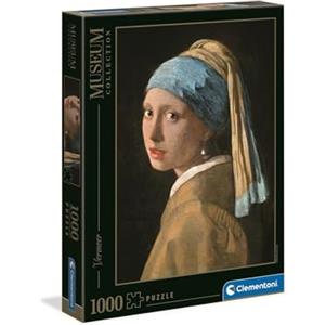 Clementoni- Museum Collection, Girl with Pearl, E.V, Adulti 1000 Pezzi, Arte, Puzzle Quadri, Made in Italy, Multicolore, 39614