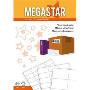 Megastar Etichette Autoadesive Bianche Multiuso 105x148 mm - 400 Etichette, Compatibili con Laser e Inkjet, Ecologiche