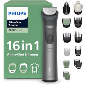 Philips Rifinitore All-in-one Multigroom Serie 7000 16 in 1 - Rifinitore per barba, capelli e corpo, lame autoaffilanti interamente in metallo, 21 impostazioni di lunghezza (0,5-16 mm), MG7931/15