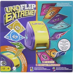 Mattel Games - UNO Flip Extreme, la nuova versione dell'iconico gioco di carte che combina UNO Flip e UNO Extreme, con Lancia Carte incluso, giocattolo per bambini, 7+ anni, JCH61