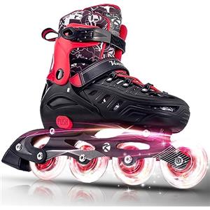 Kuxuan Skates Pattini in linea regolabili per bambini, divertenti, per ragazze, ragazzi, donne, principianti per interni ed esterni