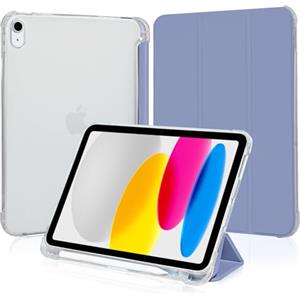 4UBonLife Cover per iPad (A16) 11ª Generazione 11" 2025/iPad 10ª Generazione 10,9 Pollici 2022 con Portapenne, Custodia Protettiva Sottile Leggero, Case Retro Traslucido in Morbido TPU, Grigio Lavanda