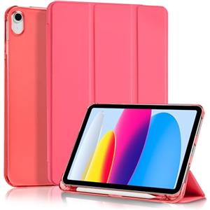 4UBonLife Cover Per iPad (A16) 11a Generazione 11 Pollici 2025, iPad 10a Generazione10,9" 2022 con Portapenna, Custodia Protettiva Sottile con Retro Rigido Traslucido Guscio Case, Anguria Rossa