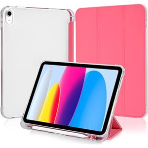4UBonLife Cover per iPad (A16) 11ª Generazione 11" 2025/iPad 10ª Generazione 10,9 Pollici 2022 con Portapenne, Custodia Protettiva Sottile Leggero, Case Retro Traslucido in Morbido TPU, Anguria Rossa