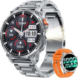 idomars Orologio Smartwatch Uomo Smart Watch: 1.85" Fitness Orologi Intelligente con Chiamata Bluetooth 5.3 Sonno Cardiofrequenzimetro SpO2 Contapassi 100+ Modalità Sportive Compatibilità iOS Android Acciaio